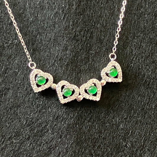 天然A貨翡翠 2wayネックレス(ハート&クローバー)|シンプルで華やかなデザイン