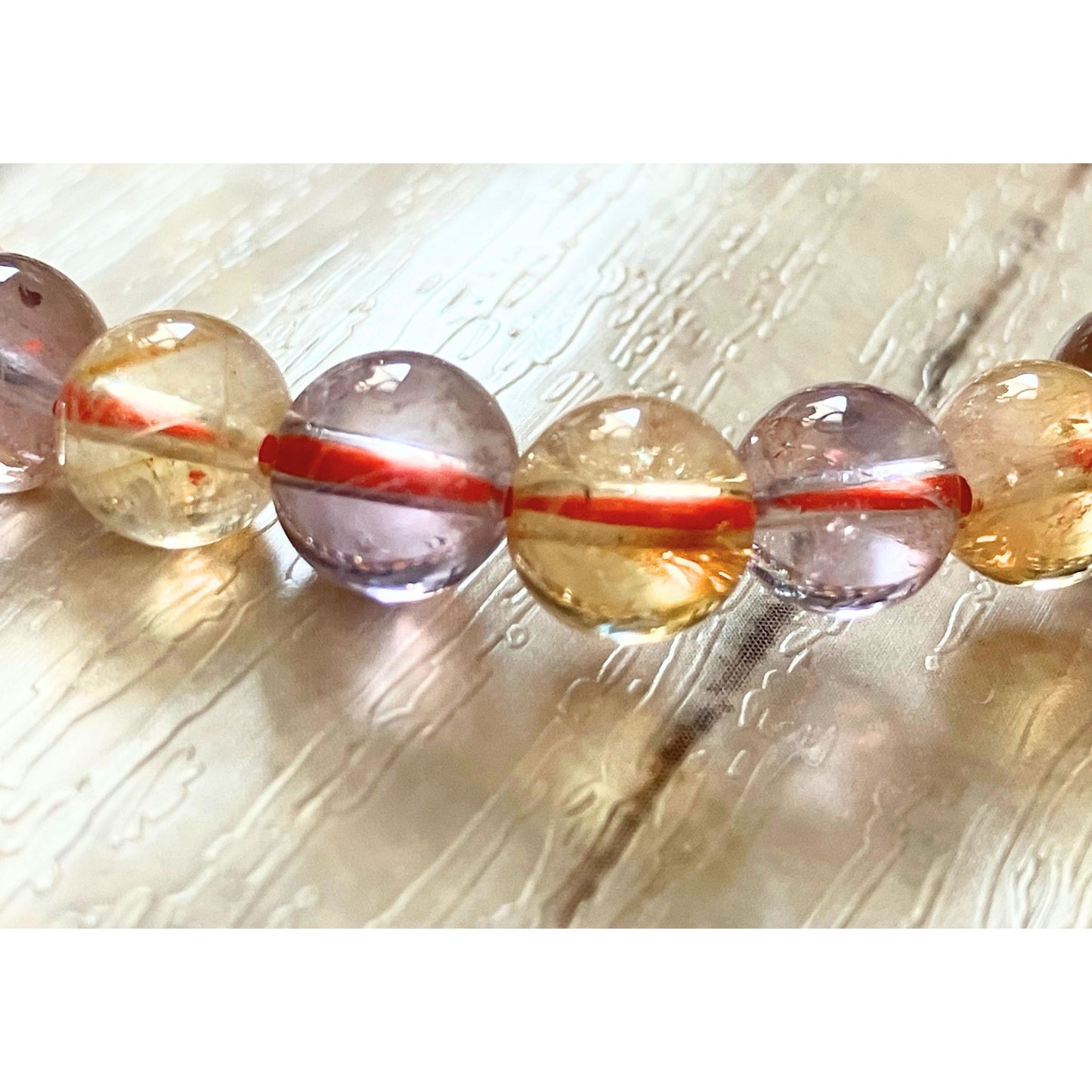天然アメトリンブレスレット┃ 紫と黄金色が交差する美しい彩り7mm