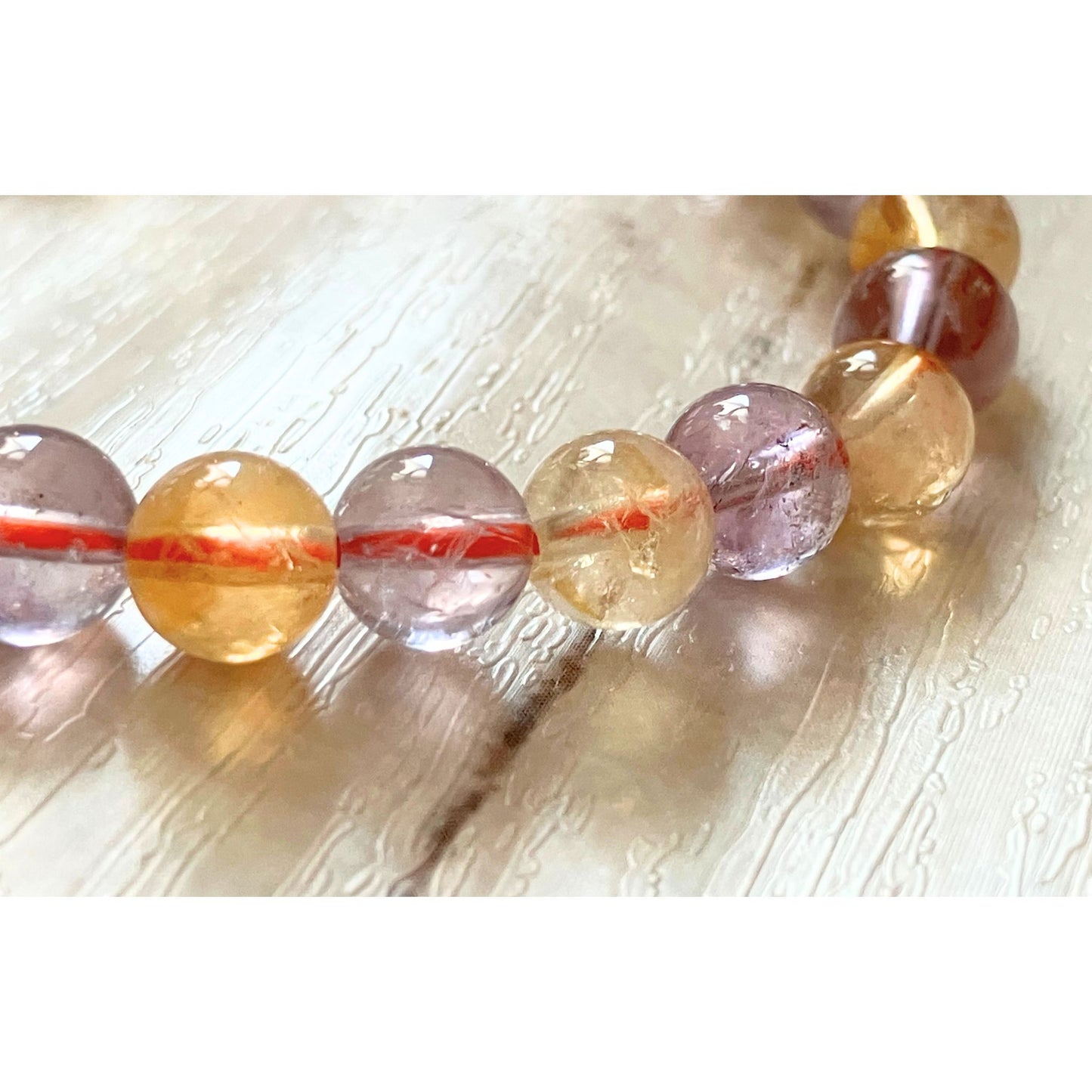 天然アメトリンブレスレット┃ 紫と黄金色が交差する美しい彩り7mm